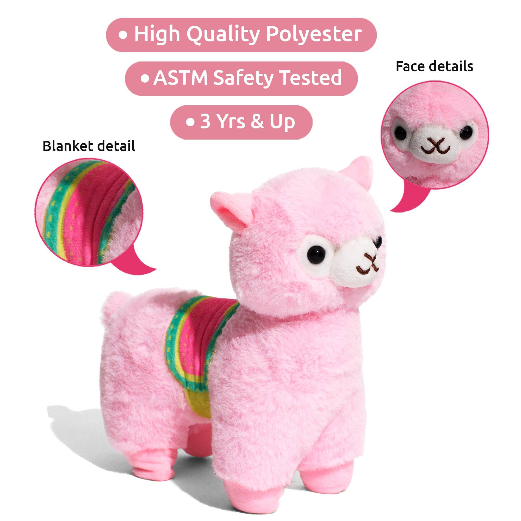 AYK Brand - Wholesale Stuffed/Plush Toy - Kids & Baby - Little Jupiter Pet Plush Set with Bag - Pink Llama with Rainbow Bag3
