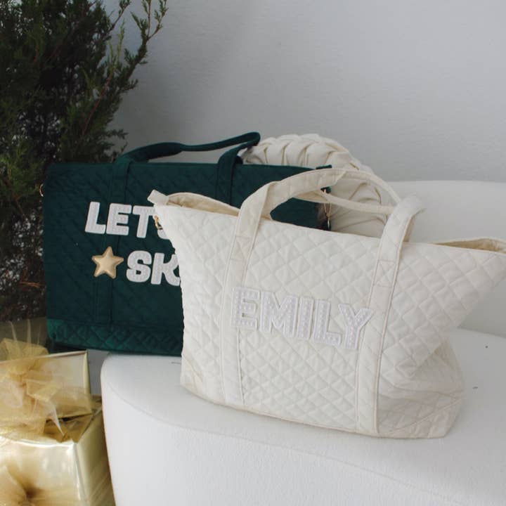 KENZKUSTOMZ - Wholesale Tote Bag - Women's - Velvet Tote - Cream & Green