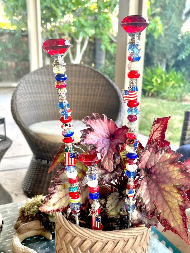Red, White, Blue Patriotic Garden Stakes for wholesale by Sea of Bliss Shop