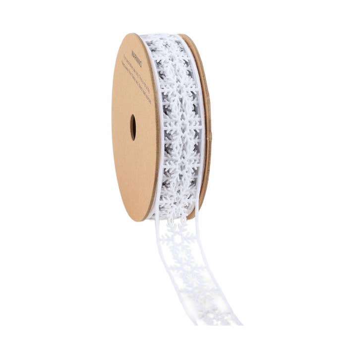 1" Ultra Sonic Trim | Snefnug i Rækker Hvid | 10 Yard Rulle for engroshandel hos LA Ribbons Wholesale