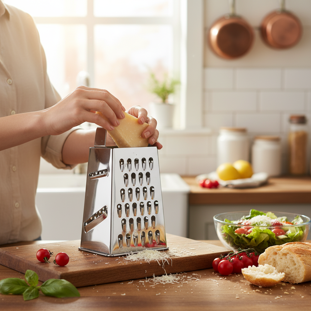 Kadra Kitchenware - Vente Râpes - Ill Piatto Pieno - Râpe à 4 faces en acier inoxydable 18/101