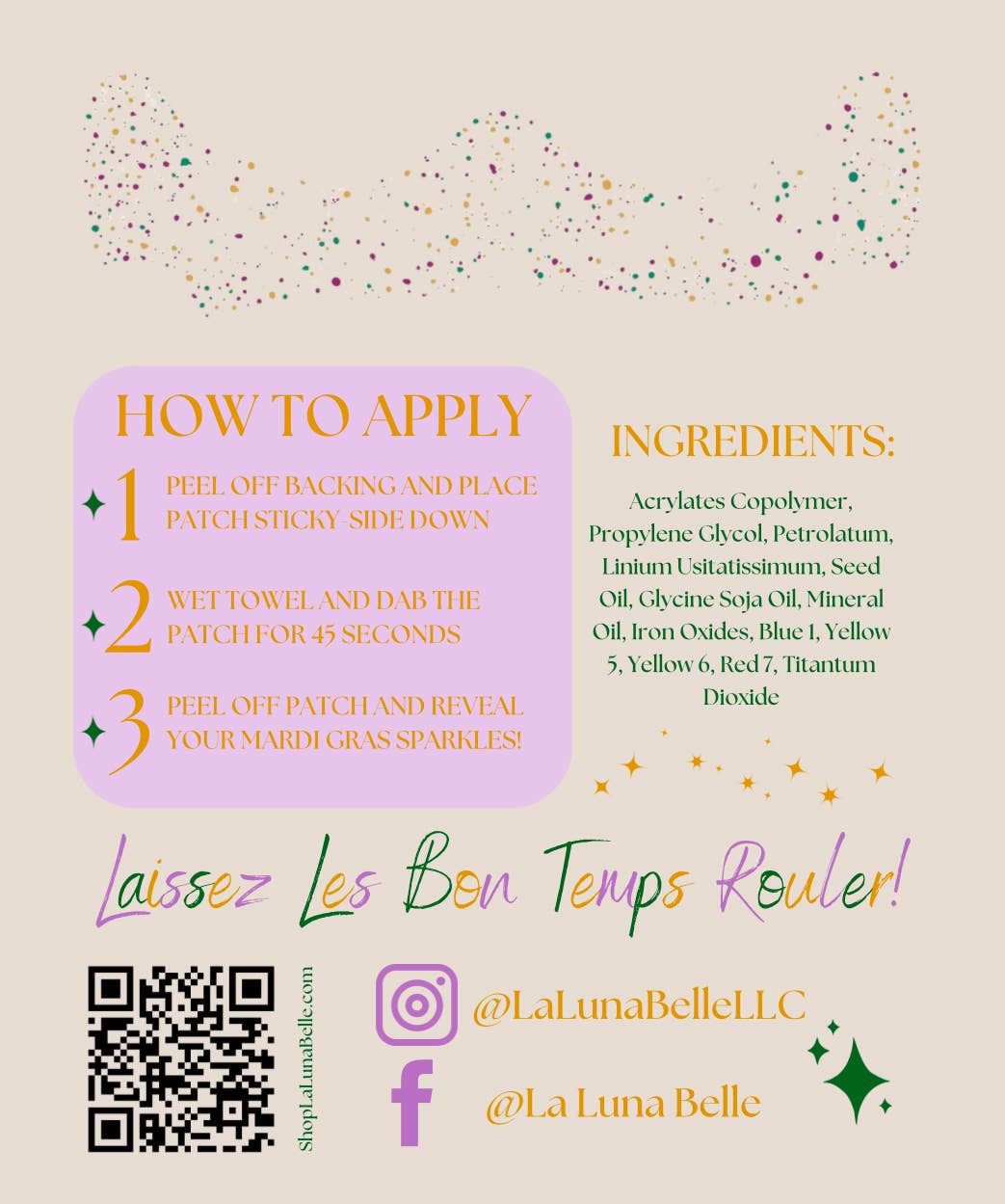 La Luna Belle LLC - Vente Paillettes pour le corps - Paillettes Visage Mardi Gras | Taches de Rousseur Faciales | Paillettes pour le Visage4