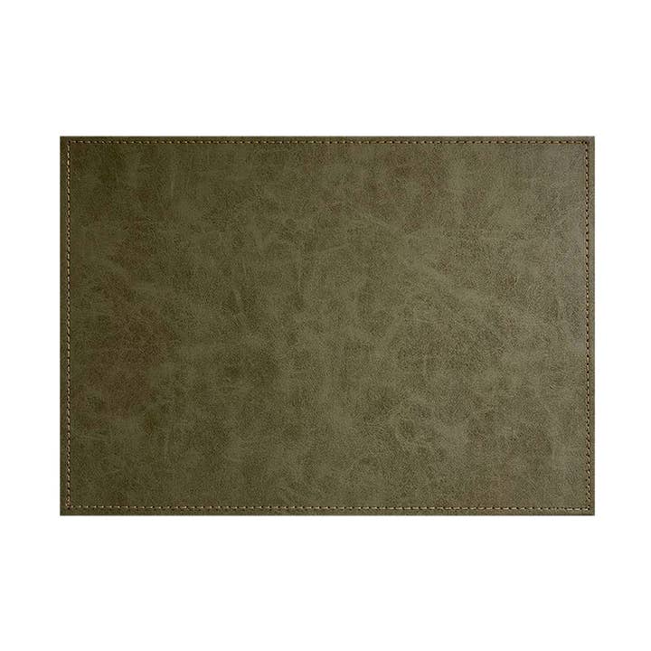 Olive Luxurious Vegan Leather Place Mats 16.54" x 12.6" for wholesale by CounterArt/Highland Home/Thirstystone