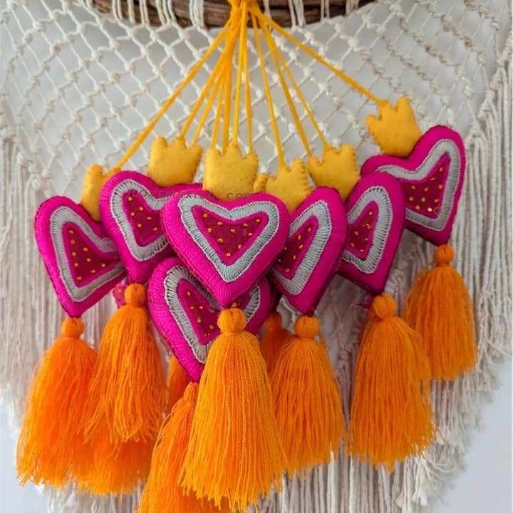 The Faria - Wholesale Purse/Bag Accessory - Women's - Mexican embroidered Heart tassel / heart with tassel 7