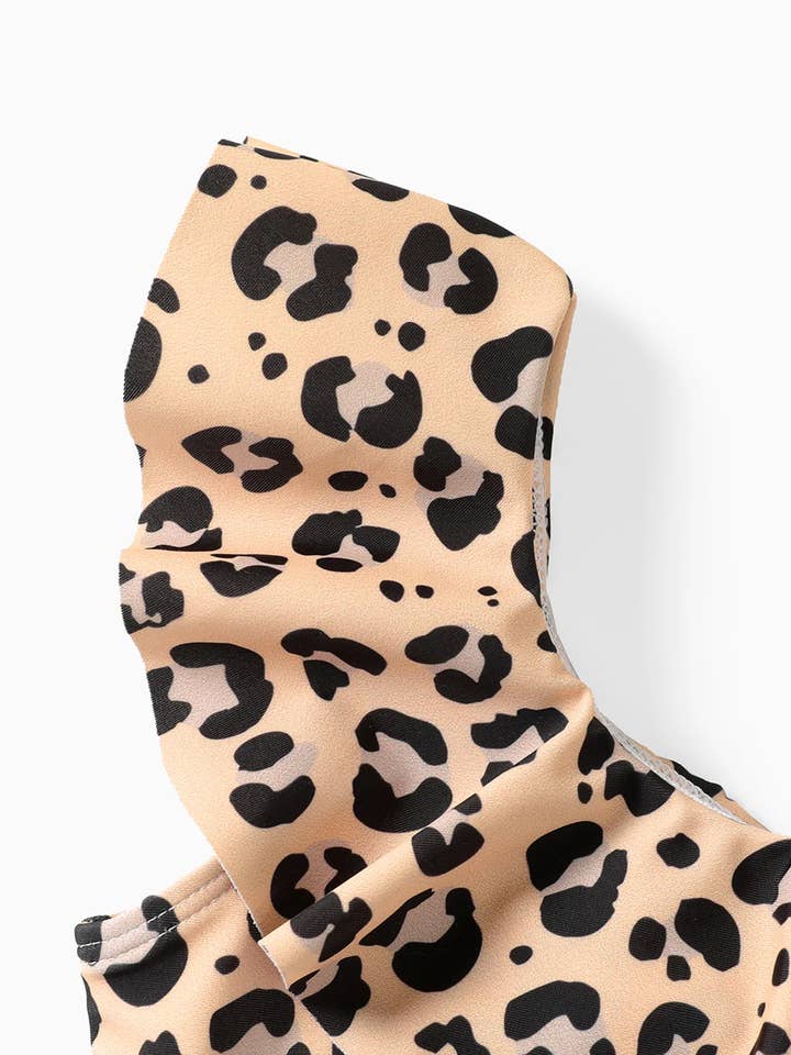 Brown 3pcs Toddler Girl Leopard Ruffle Swimsuit Set for wholesale on Faire4