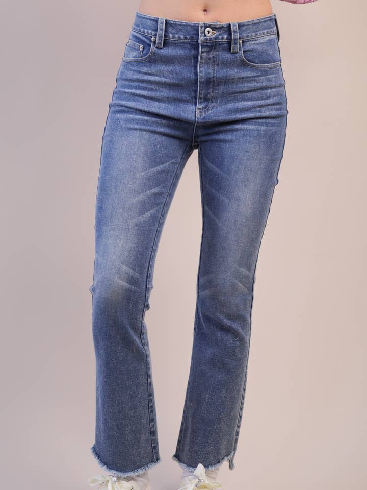 VJP90010-MEGET JEAN Vasket Denim Bootcut Bukser for engroshandel hos VERY J