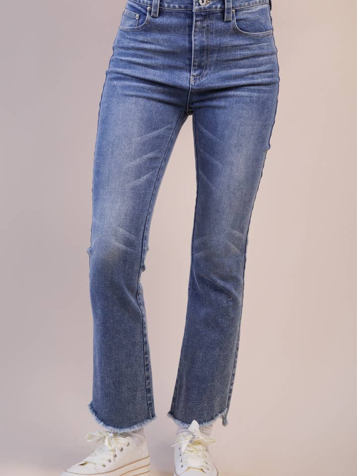VJP90010-VERY JEAN Washed Denim Bootcut Pants for wholesale by VERY J