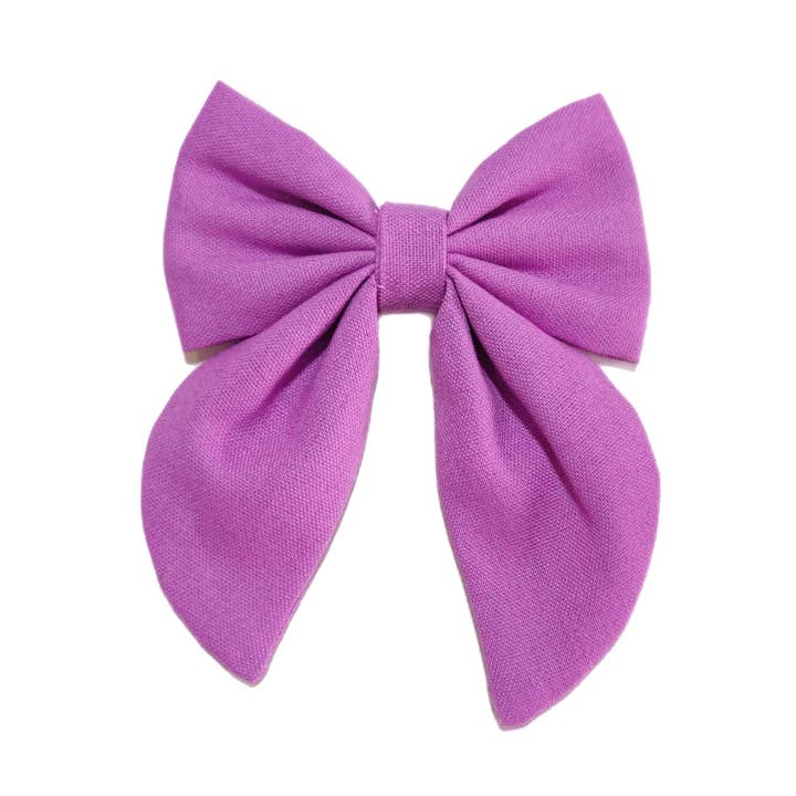 Noeud en lin uni violet marin avec pince pour la vente par Pretty in Pink Bows