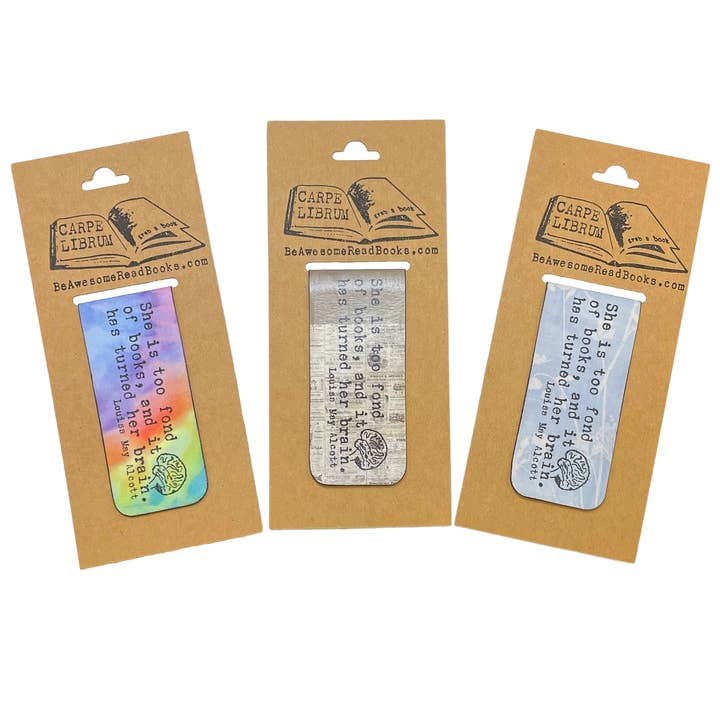 She is Too Found of Books (Louisa May Alcott Quote) Single Magnetic Bookmark for wholesale by Carpe Librum