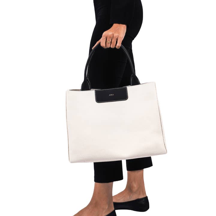 Floral White Canvas Tote for wholesale by AIKA Concept