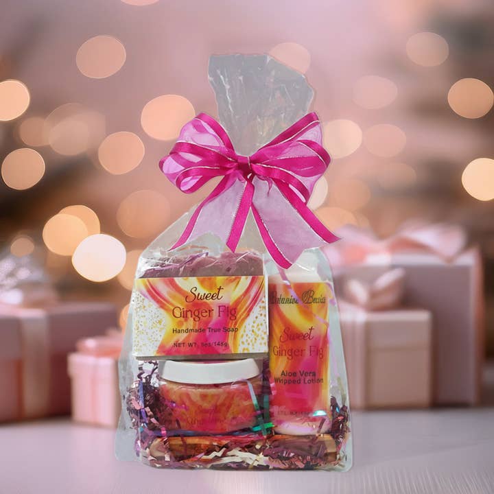 Botanica Basics Handmade Soap - Wholesale Bath & Body Set - Sweet Ginger Fig Bath and Body Gift Set1