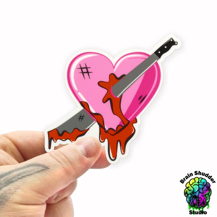 Brain Shudder Studio - Wholesale Sticker - Machete thru Heart Sticker