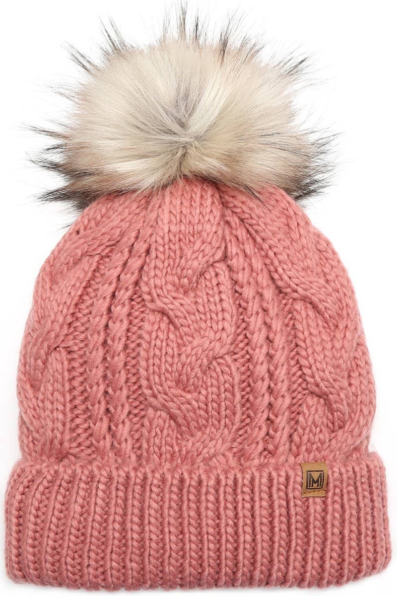Fashion City - Wholesale Beanie - Women's - Women's Faux Fur Pom Beanie Hat with Sherpa Lining4