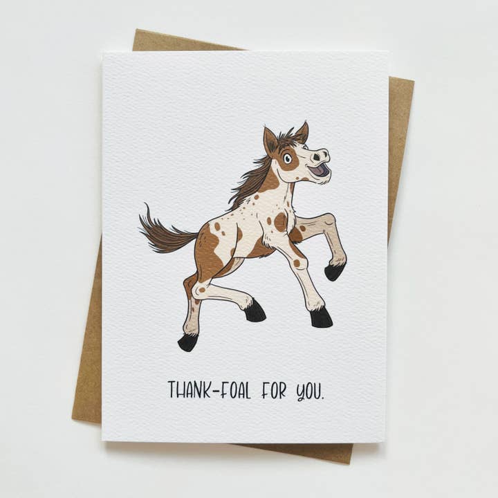 Cute Horse Thank You Greeting Card for wholesale by Little Cowboy Cards