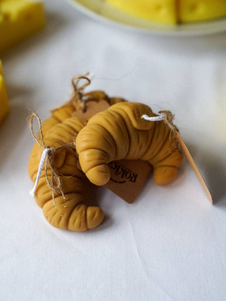 Croissant Shaped Candle- Handmade Colourful Soy Wax Candle for wholesale by Gokican