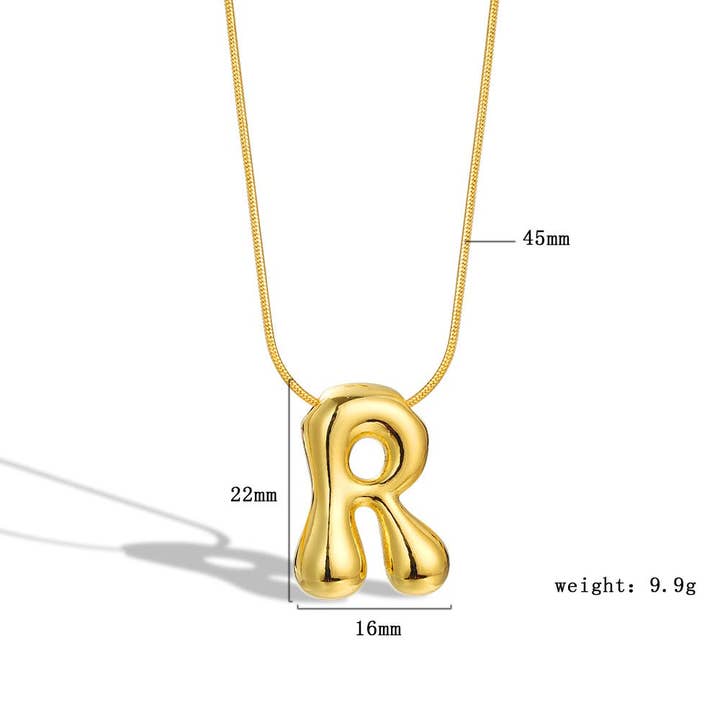 The Classy Cloth WS - Wholesale Pendant/Charm Necklace - Bubble Letter Initial Necklace - Gold RTS15
