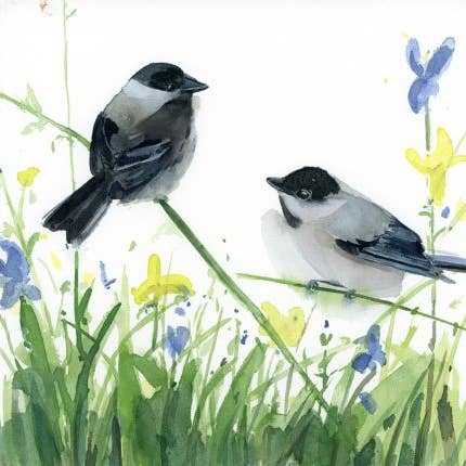 BlackCappedChickadeeSweet ~ "Sångfåglar & Vänner" ~ Giclée-tryck för wholesale av Holly Wach Art LLC