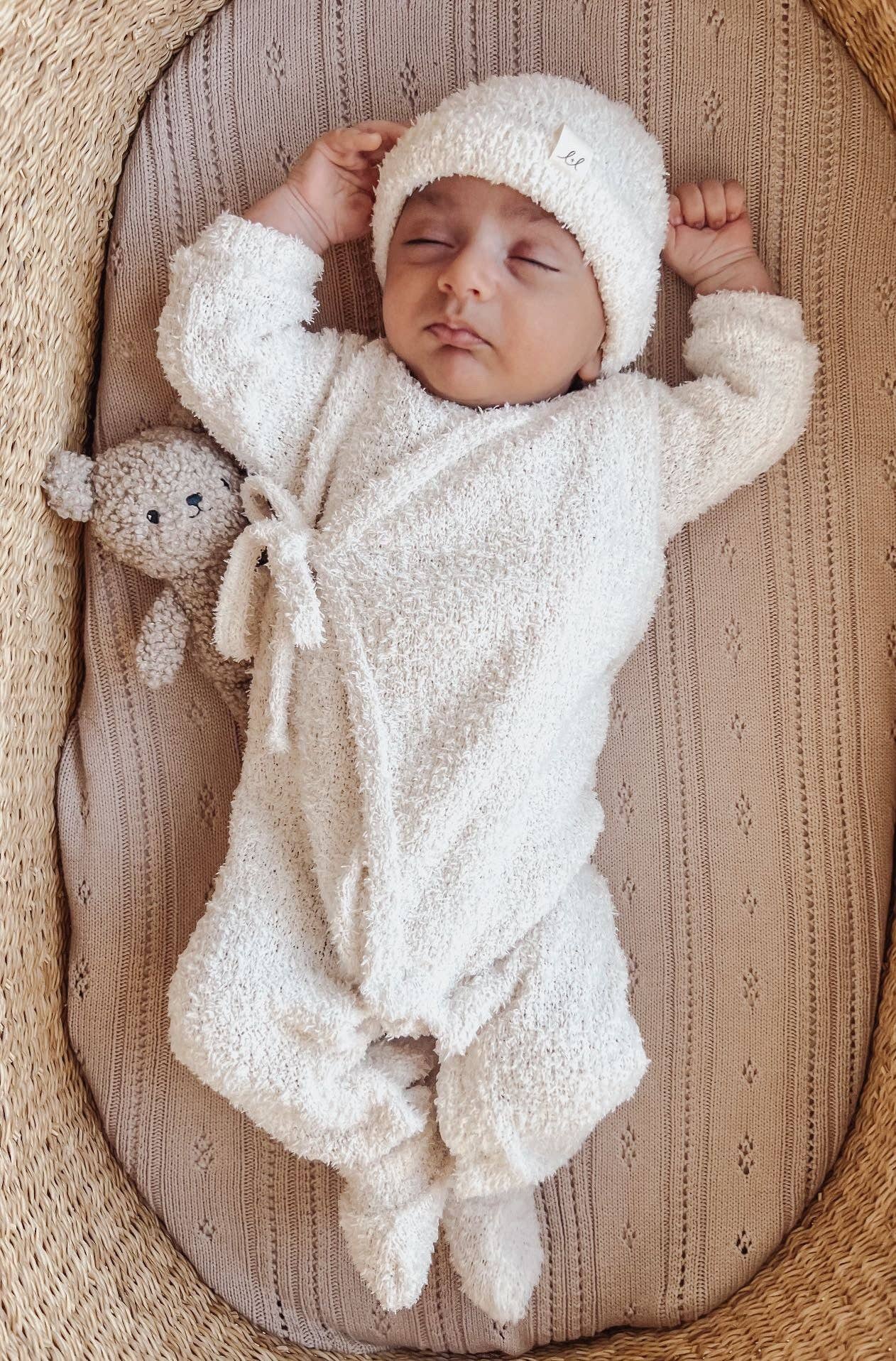 Cream Luna + Luca Cozy Teddy Kimono Set for wholesale on Faire