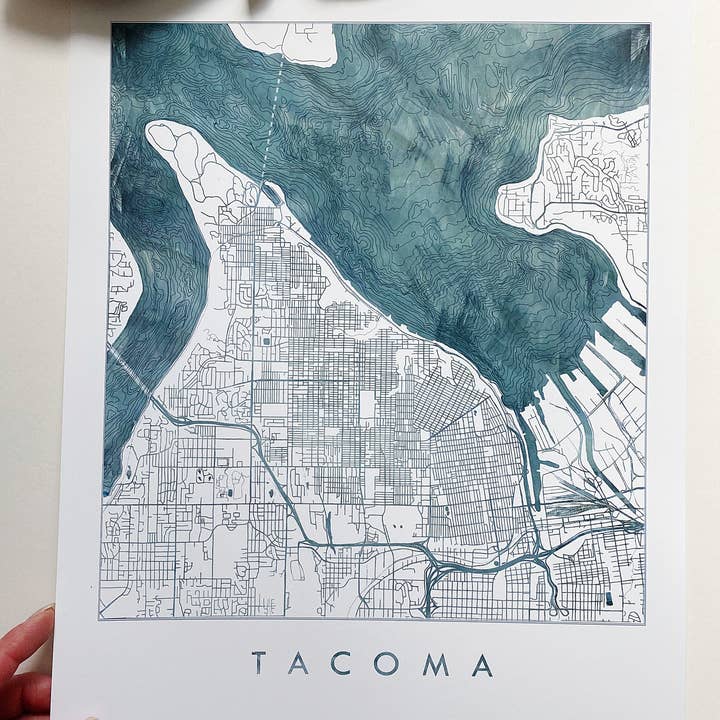 Turn-of-the-Centuries - Wholesale Art Print - Tacoma Washington Water Map-drawing PRINT5