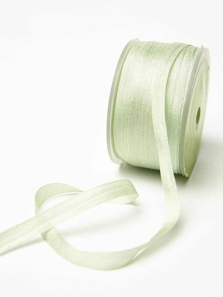 Cinta de seda 100% tejida a mano, color verde menta, 1/4 pulgadas para venta al por mayor de May Arts Ribbon