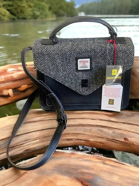Harris Tweed Large Satchel - Grey for wholesale by Patrick King Woollen Company