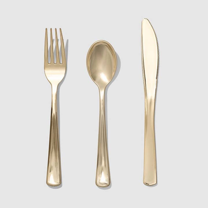 Coterie Party Supplies - Wholesale Assorted Cutlery Set - Metallic Gold Cutlery (30 per Pack)0