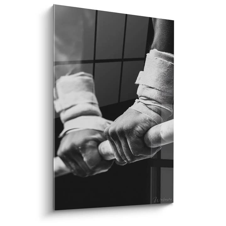 Quadro Boxe Bandagem Mãos - Preparação Combate - Edição desportiva preto e branco por atacado de Walensky