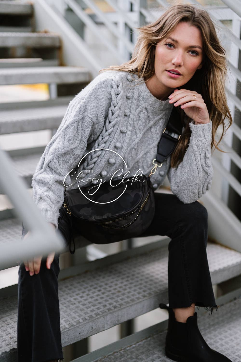 The Classy Cloth WS - Wholesale Belt Bag - Women's - Farah Fanny Bum Bag - Black Camo RTS2