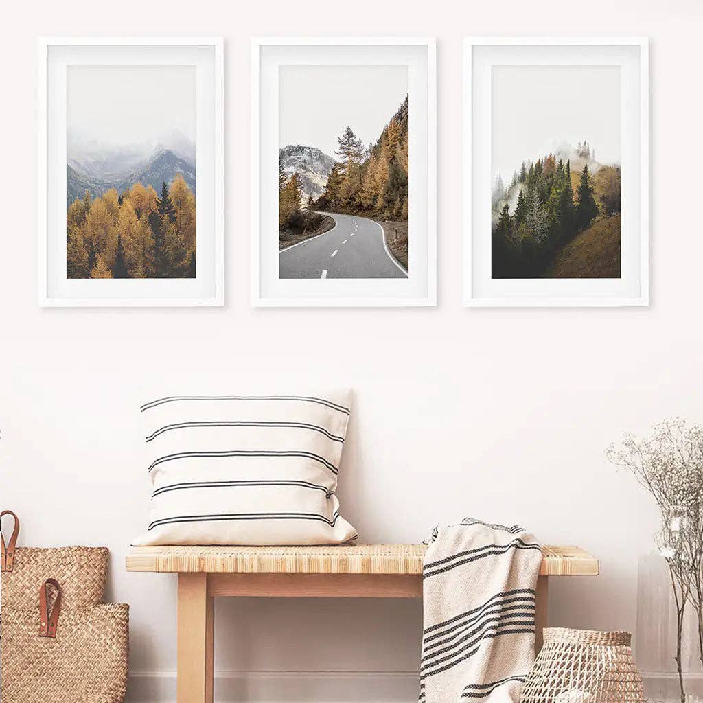 Art Lane - Wholesale Gallery Wall Set - Brown Autumn Mountain Forest Scenery. Nature Landscape10