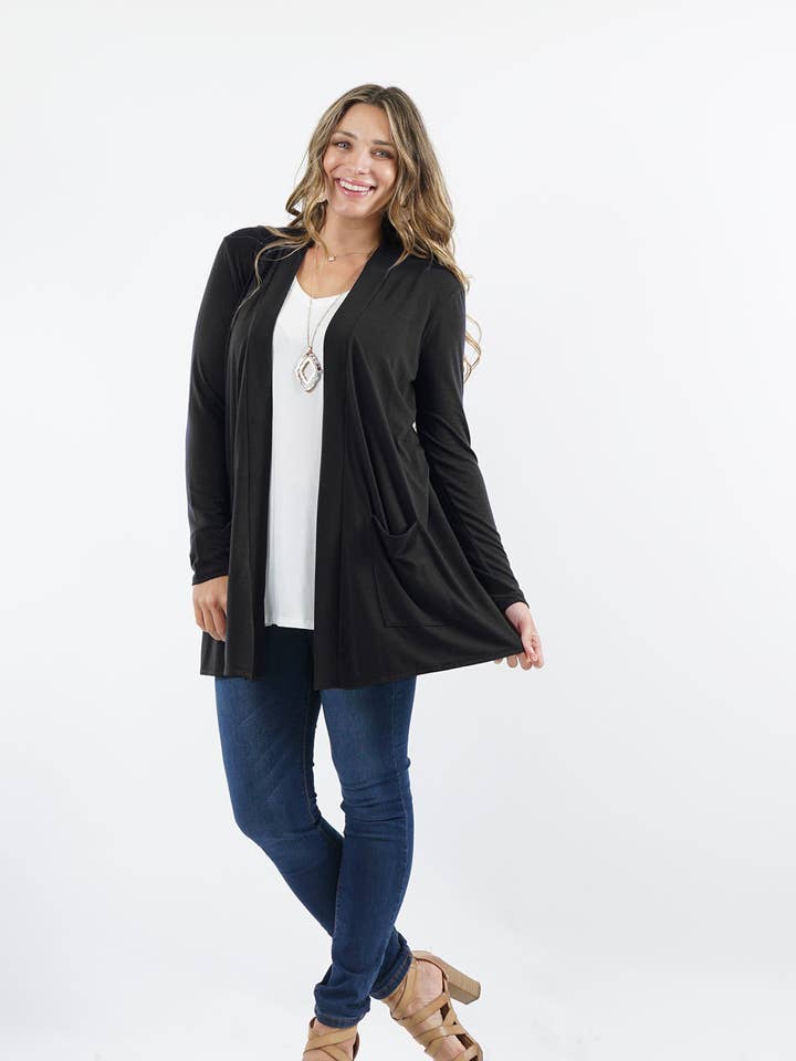 42POPS - Wholesale Cardigan - Women's - ..SI-14554 Plus Slouchy Pocket Open Cardigan1