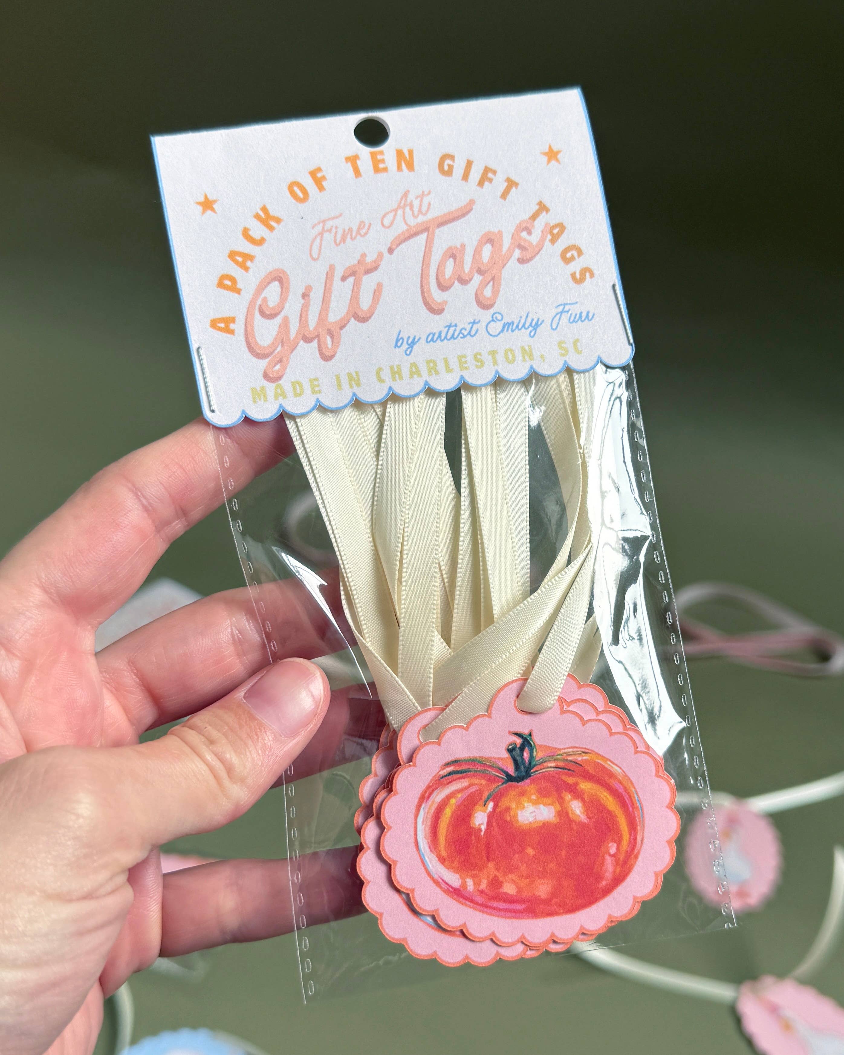 Emily Furr Fine Art - Wholesale Gift Tag - Tomato Gift Tag Pack1