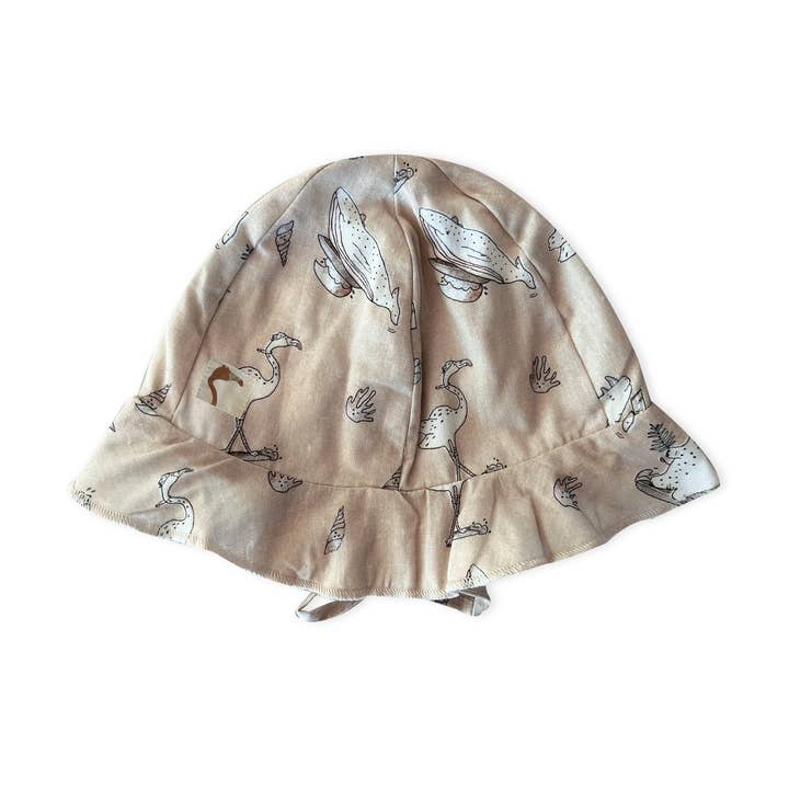 Double Sided Ivory Cream ’Surfing’ Sun Hat for wholesale by AUNTIE ME