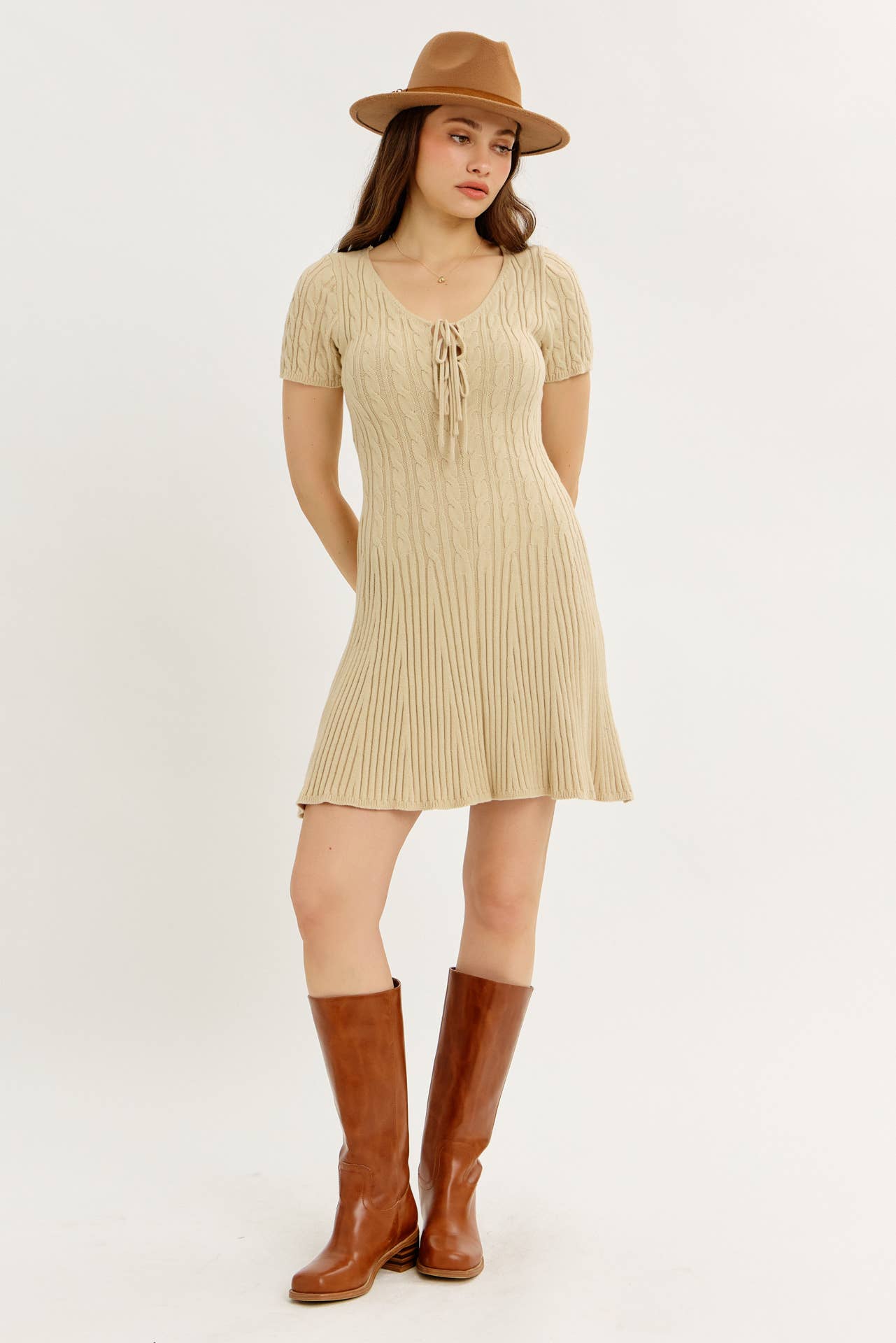 idem ditto - Wholesale Dress - Women's - BODY HUGGING FLIRTY CABLE KNIT SWEATER MINI DRESS11