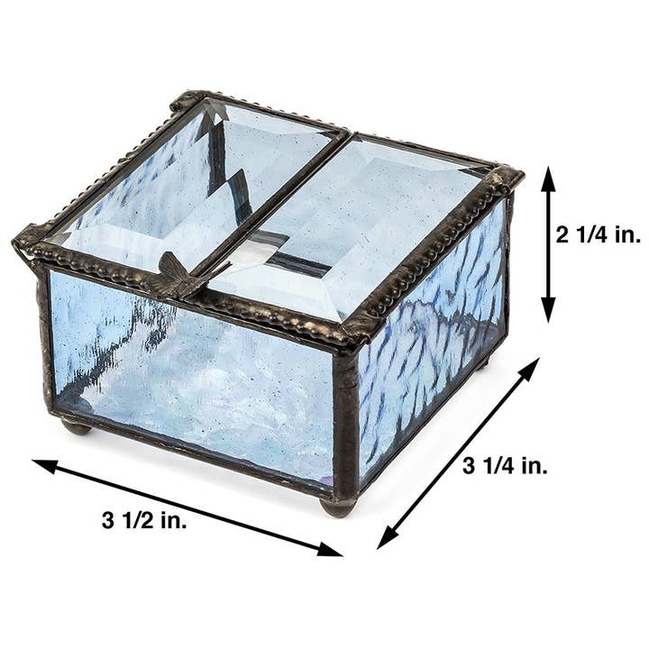 J Devlin Glass Art & Bert Anderson Collection - Wholesale Jewelry Box/Organizer - Blue Stained Glass Butterfly Lift Jewelry Box/Organizer