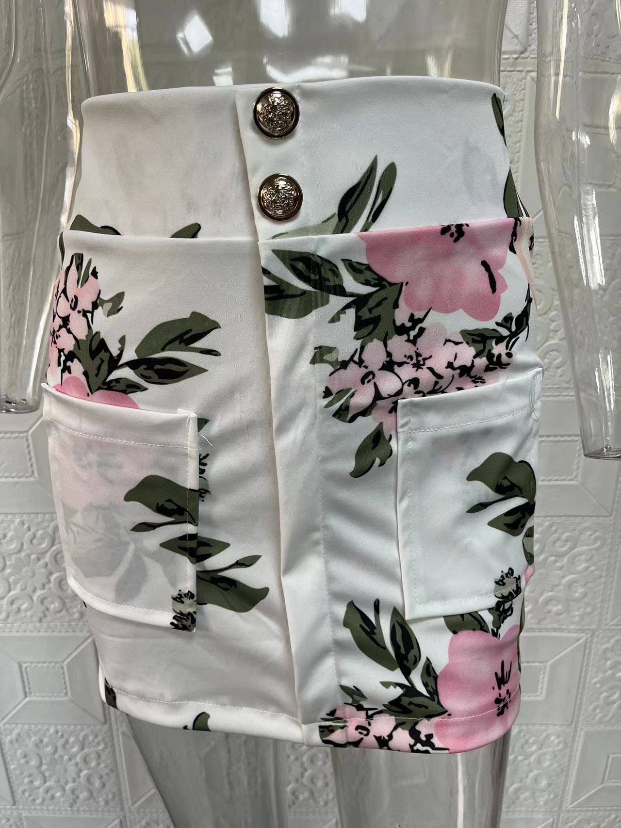 Lily Clothing - Vente Ensemble haut et jupe - Femme - Veste de costume à manches bouffantes imprimée à la mode15