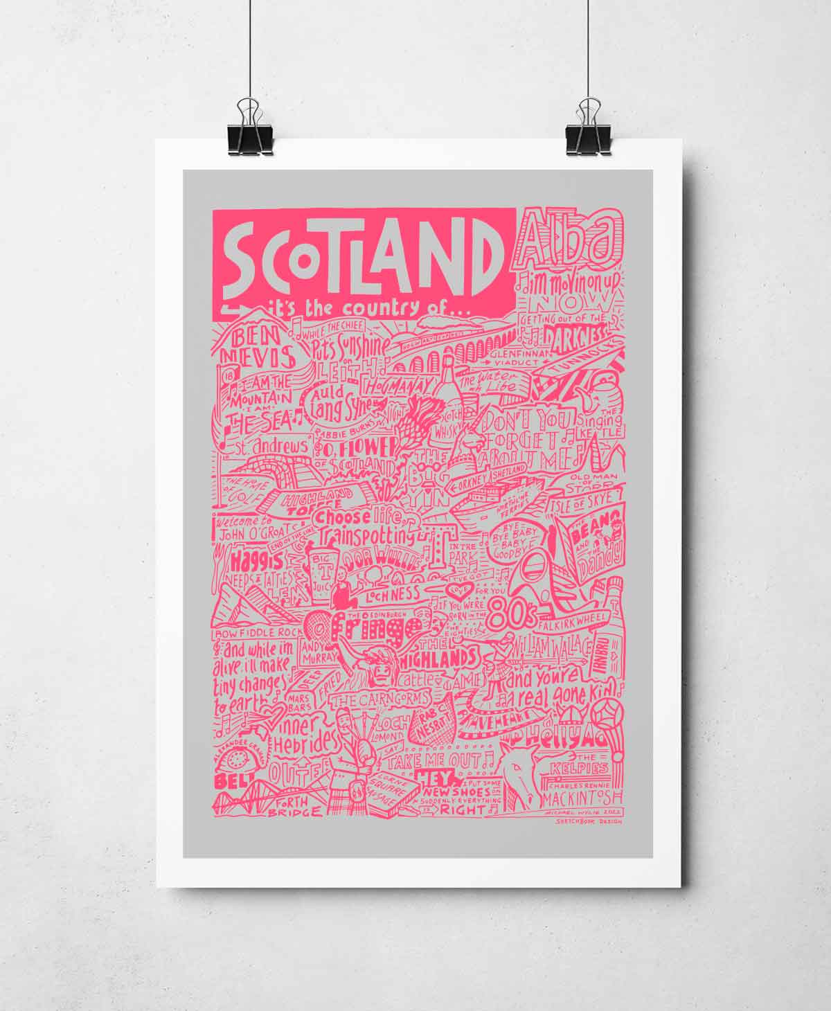 Sketchbook Design – Großhandel Kunstdruck – Scotland Landmarks – Kunstdruck „It's The Country Of“4