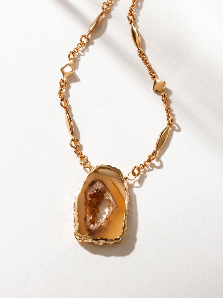 Colar de Pedras Preciosas Star, Stone & Soul com Geodo de Ágata Natural por atacado de Luna Norte