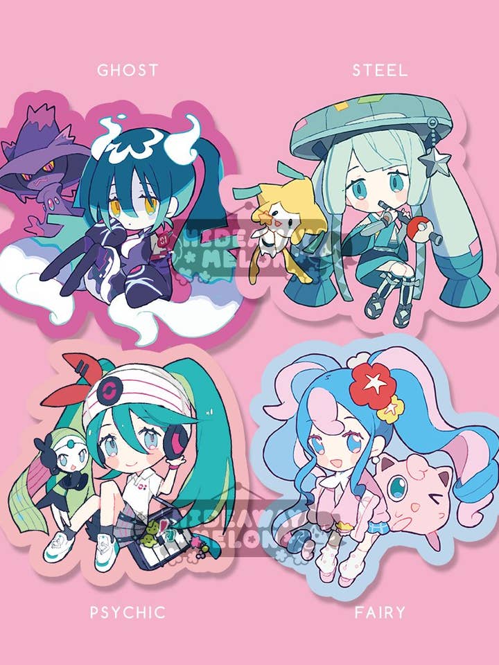 Hatsune Miku x Pokémon (Project Voltage) - Autocollants en vinyle de haute qualité pour la vente par HideawayMelon