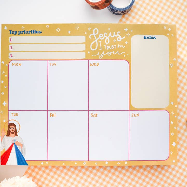 Planificador Semanal de la Divina Misericordia de Jesús para venta al por mayor de Peony&June Illustration