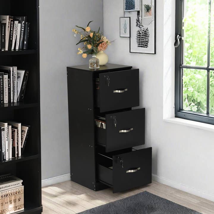 Braum Locking 3 Drawer Filing Cabinet with Keys for wholesale by HOMYCASA DESIGN INC