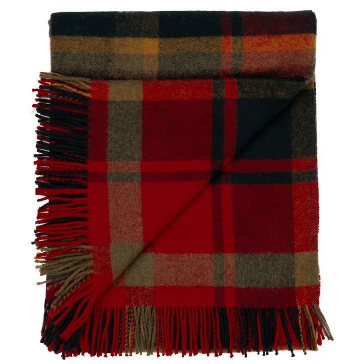 Prince of Scots – wholesale Prydnadsfilt – Highland Tweed Shetland lammullspläd (röd lönn)