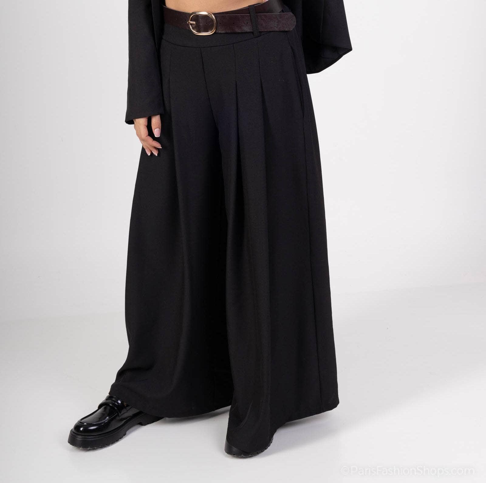 Kurt Muller – wholesale Pants – Women's – KM Zra Classy Wide Leg Belted Trousers4