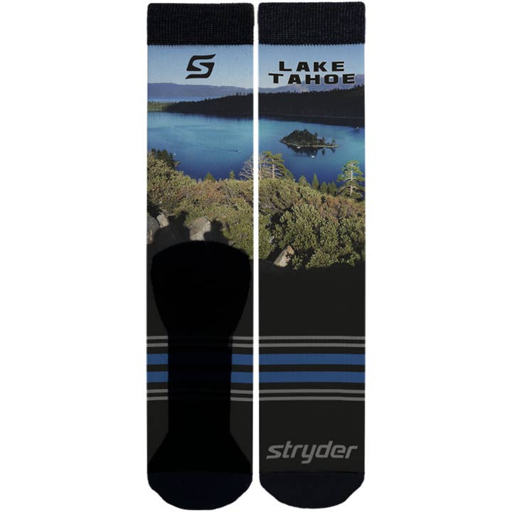 Lake Tahoe Socken mit blauen Streifen für den Großhandel von Stryder Gear