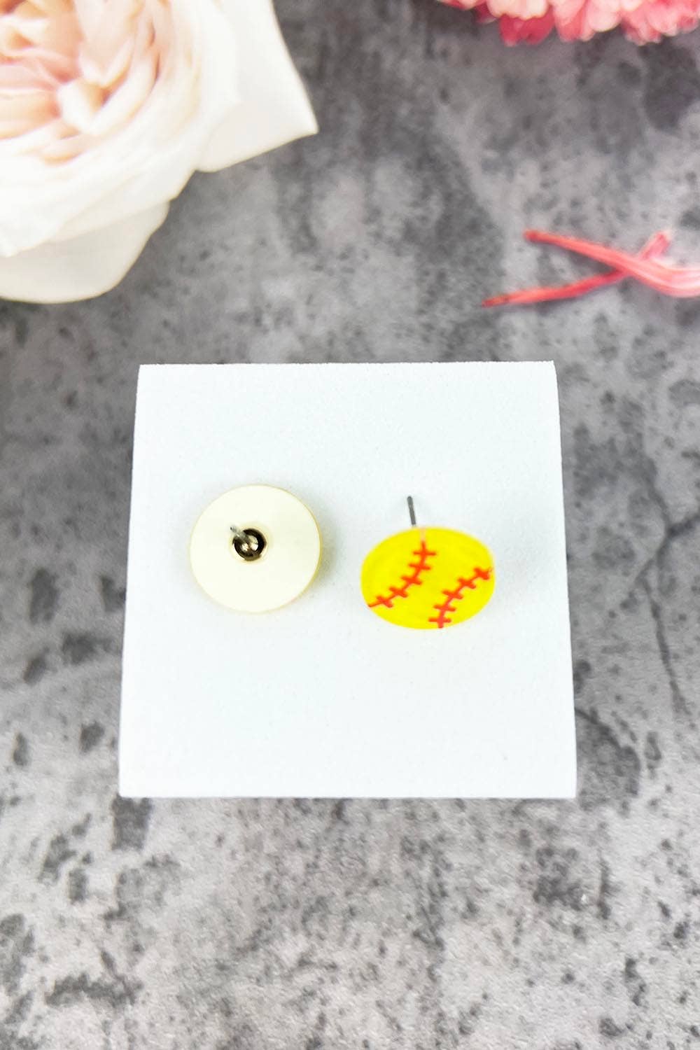 JHP Collection - Wholesale Stud/Post Earrings - VARIETY OF SPORTS BALL EPOXY MINI STUD EARRINGS19