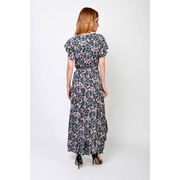 Asymmetric micro flower dress for wholesale by Nuna Lie