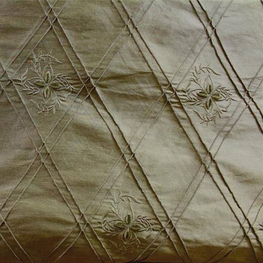 Velvet Embroidered Silk Dupioni Fabric - Cut Diamond - Sage for wholesale by Hyena