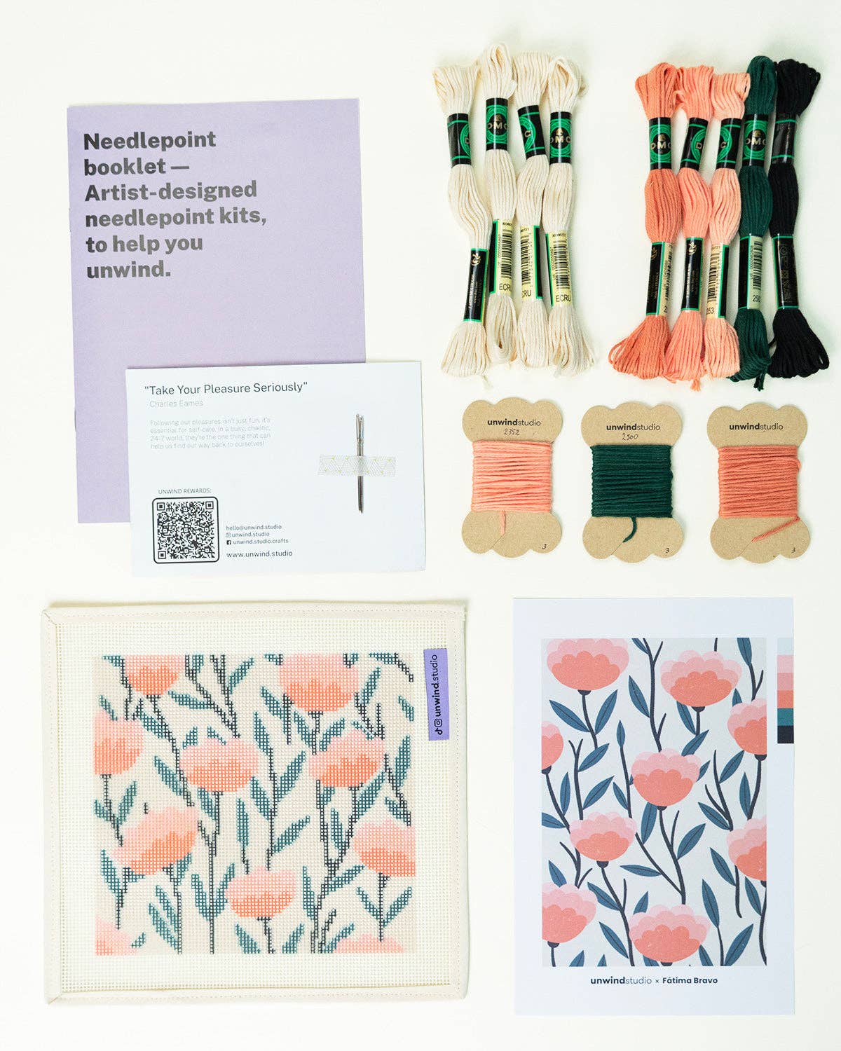 Unwind Studio – wholesale DIY craft kit – About Me Sunglasses Case Needlepoint Kit2