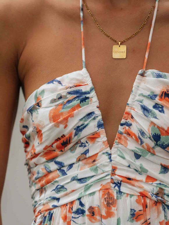 Rosa Clothing - Wholesale Dress - Women's - Plunge halter backless floral swing maxi sun dress3