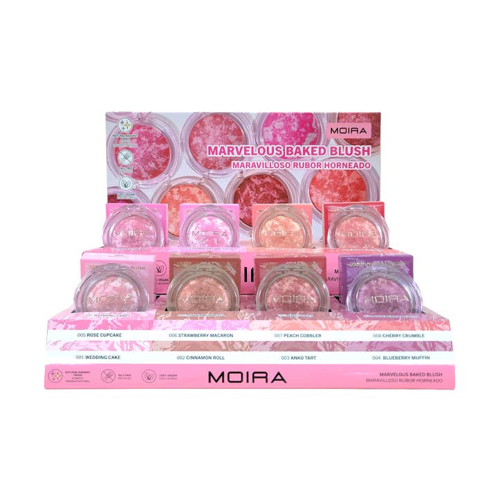Présentoir de Maquillage Moira Fard à Joues Cuit Merveilleux 24 pièces pour la vente par Moira Cosmetics
