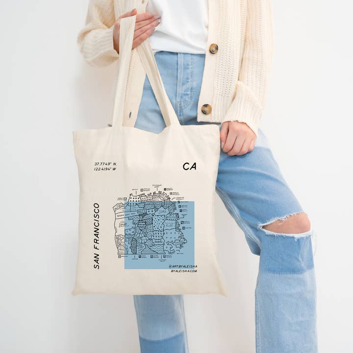 By Aleisha - Wholesale Tote Bag - Unisex - San Francisco Map Tote2